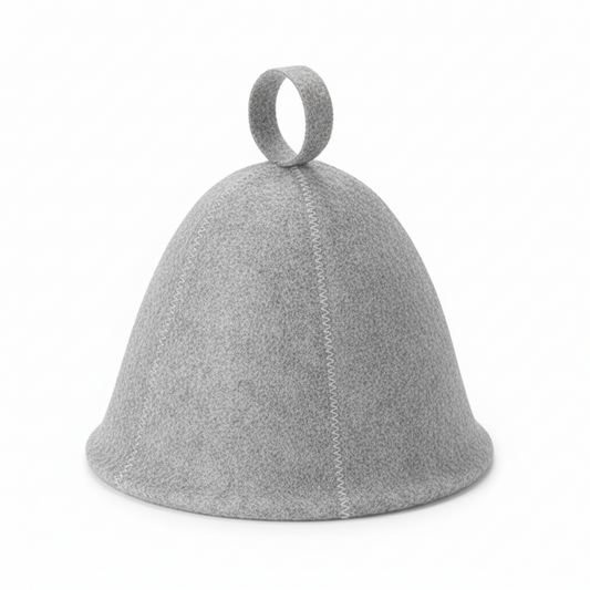 Sauna hat – Gri, cu buclă de agățare | Protecție termică & confort